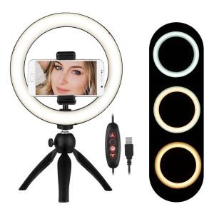 Tripode Selfie vlog con anillo 12 LED
